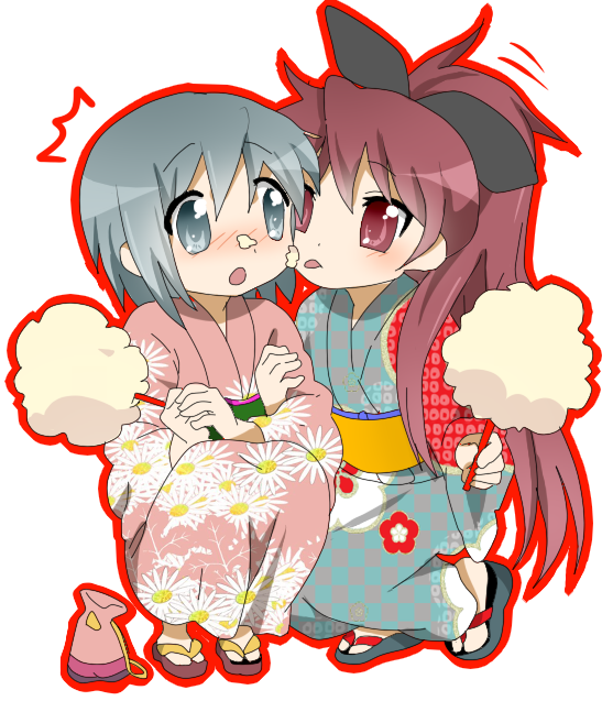 miki sayaka and sakura kyoko (mahou shoujo madoka magica) drawn by yuiyuimoe