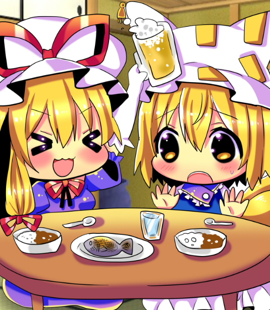 yakumo yukari and yakumo ran (touhou) drawn by chocolat_(momoiro_piano)