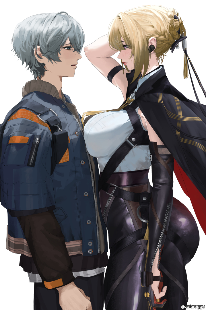 wise and evelyn chevalier (zenless zone zero) drawn by zafuroggu