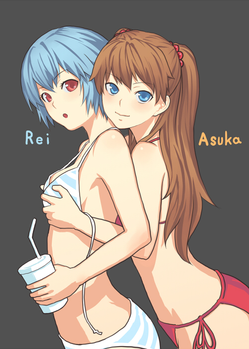 souryuu asuka langley and ayanami rei (neon genesis evangelion) drawn by k+
