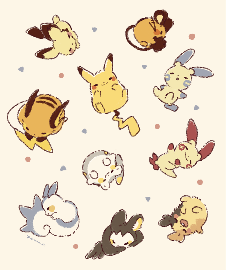 pikachu, morpeko, pichu, raichu, pachirisu, and 5 more (pokemon) drawn by yurano_(upao)