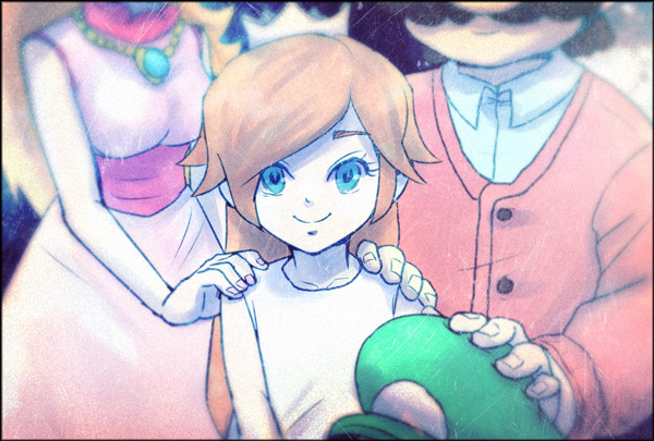 princess peach, mario, rosalina, and luigi (mario and 1 more) drawn by minake2020
