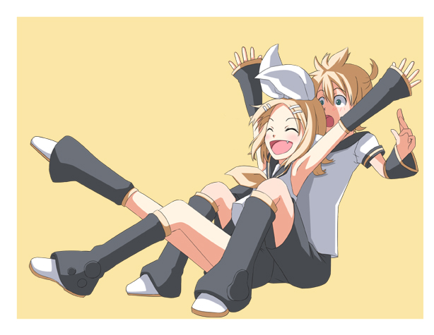 kagamine rin and kagamine len (vocaloid) drawn by masuneko