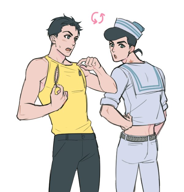 higashikata josuke (jojo no kimyou na bouken and 2 more) drawn by reammara