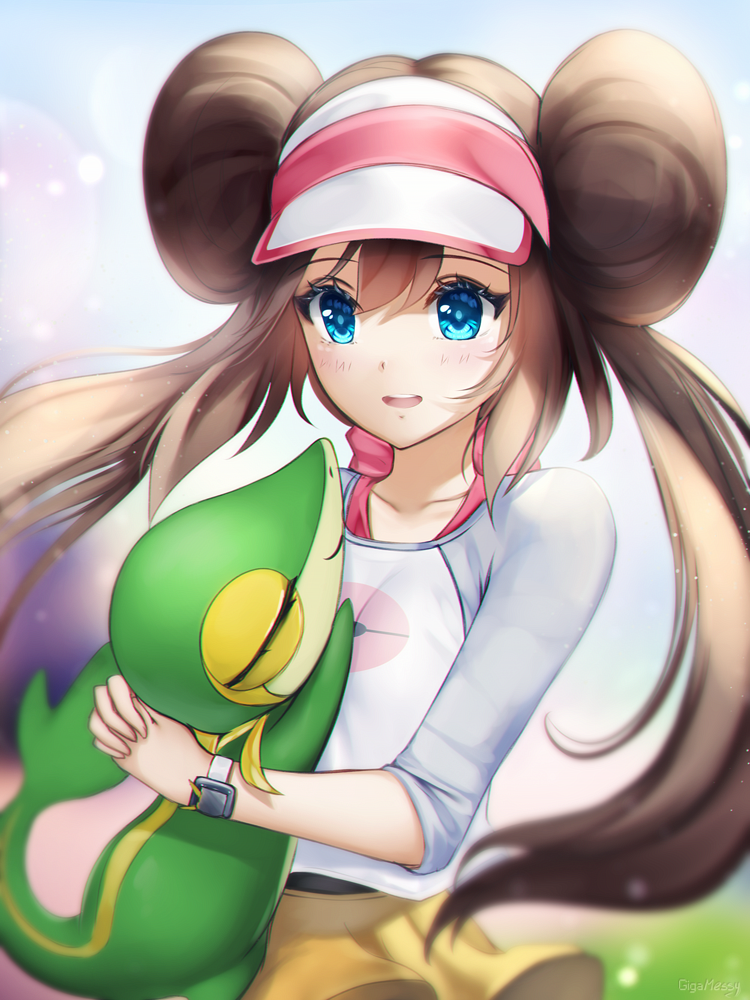 rosa and snivy (pokemon and 1 more) drawn by gigamessy