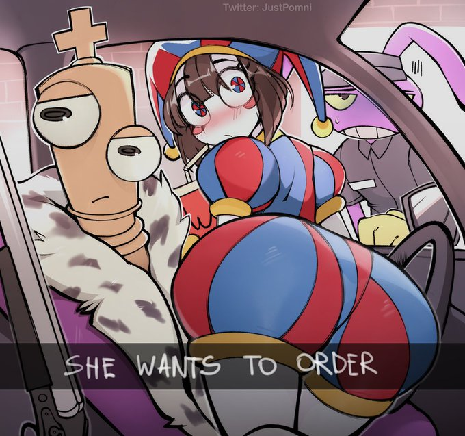 pomni, jax, and kinger (the amazing digital circus) drawn by blueredgirl