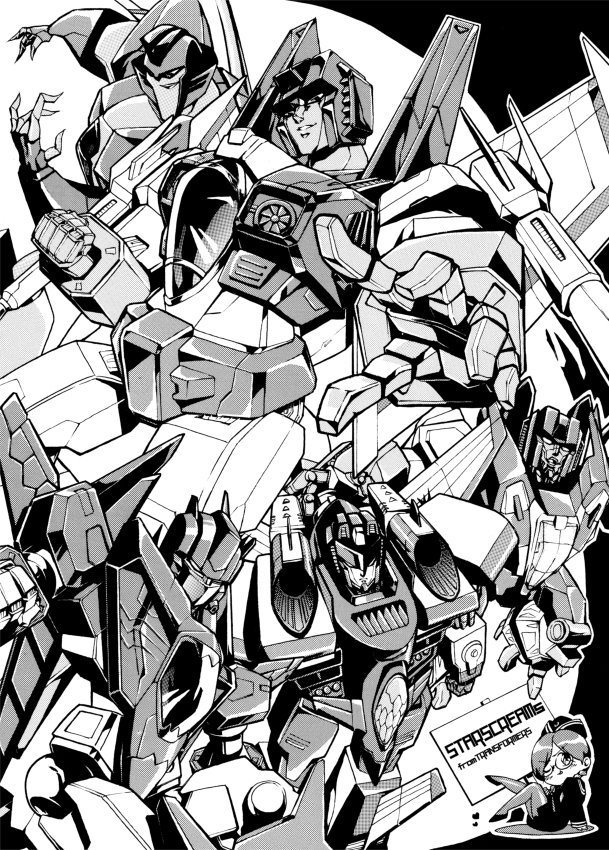 starscream and hitotonari atari (transformers and 8 more) drawn by ryuuichirou_(haineken)