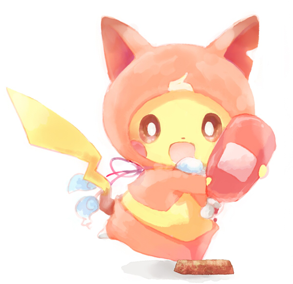 pikachu and jibanyan (pokemon and 1 more) drawn by cocoloco