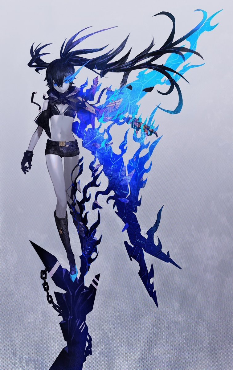 black rock shooter (black rock shooter and 1 more) drawn by huke