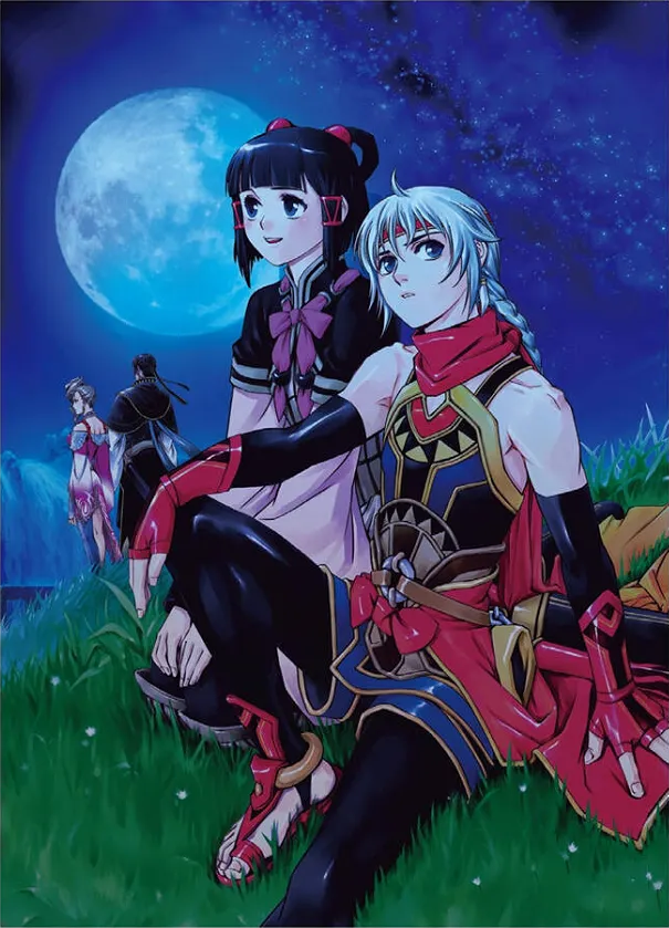 freyjadour falenas, lyon, georg prime, and sialeeds falenas (gensou suikoden and 1 more) drawn by fujita_kaori
