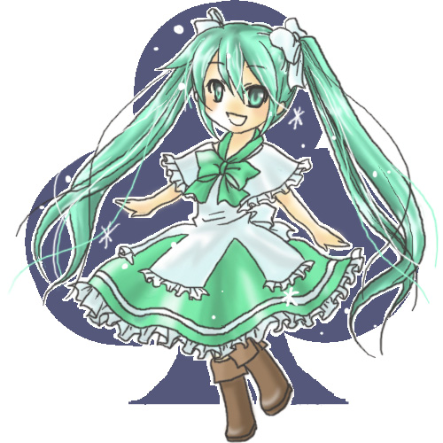 hatsune miku (vocaloid and 1 more) drawn by mikage_(hotair)