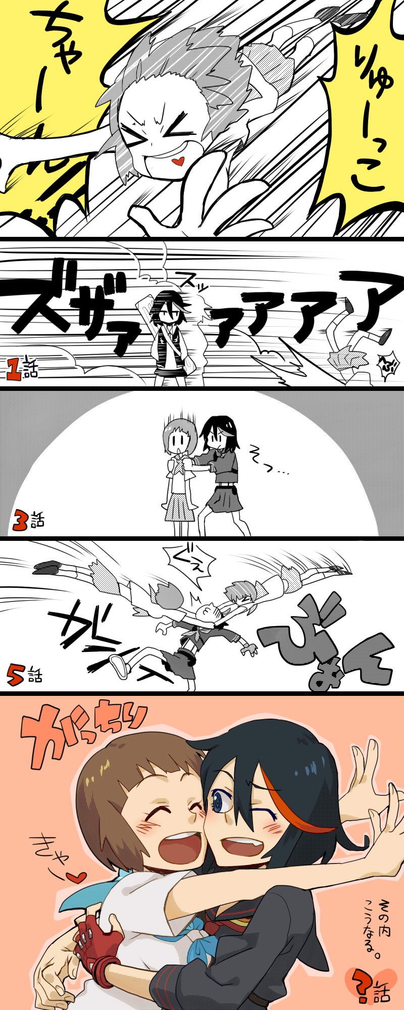 matoi ryuuko, senketsu, and mankanshoku mako (kill la kill) drawn by kuroda_(nanchara_flight)