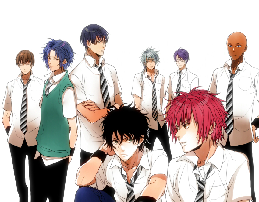 yukimura seiichi, niou masaharu, yagyuu hiroshi, kirihara akaya, marui bunta, and 3 more (tennis no ouji-sama) drawn by oto_(phenomenon)