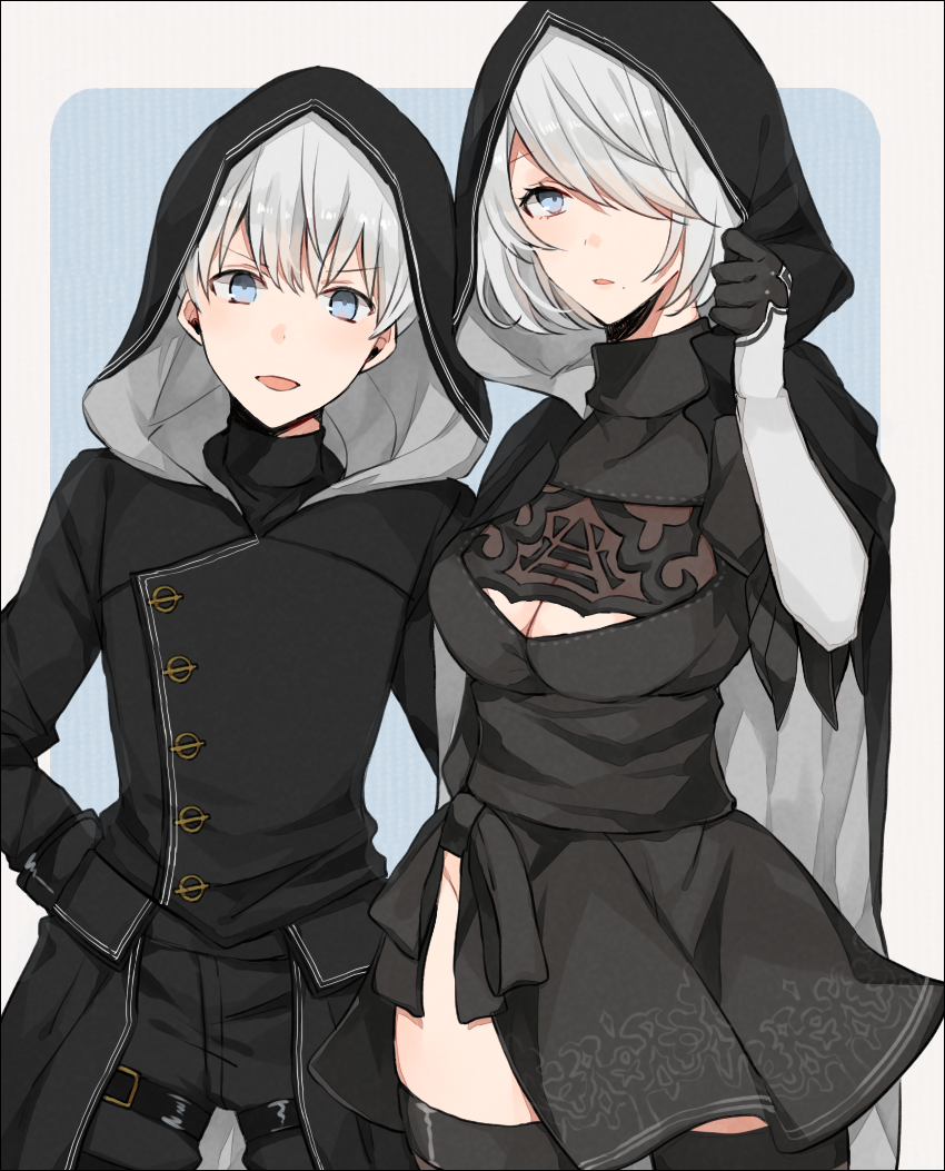 2b and 9s (nier and 1 more) drawn by kurosawa_kazuto