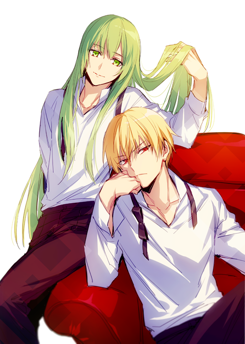 gilgamesh and enkidu (fate and 1 more) drawn by xia_(ryugo)