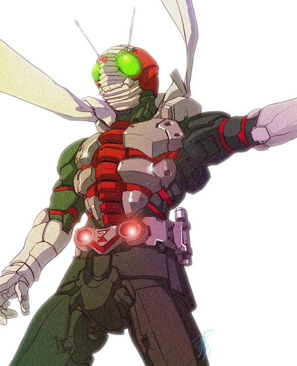 kamen rider v3 (kamen rider and 1 more) drawn by kusagami_style