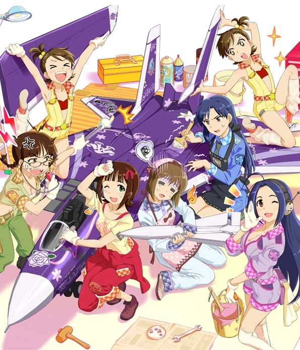 kisaragi chihaya, amami haruka, miura azusa, hagiwara yukiho, akizuki ritsuko, and 2 more (idolmaster) drawn by annindoufu_(oicon)