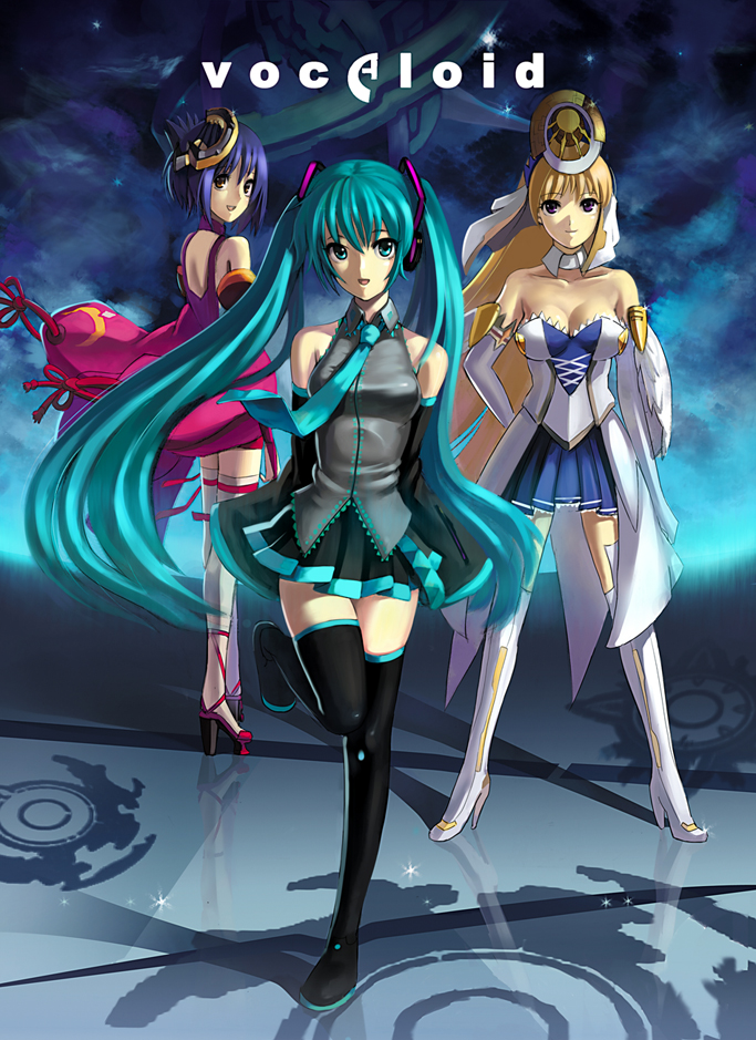 hatsune miku, chroche latel pastalie, and luca truelywaath (vocaloid and 2 more) drawn by kou_(pixiv649607)