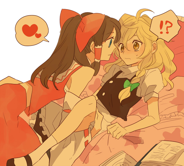 hakurei reimu and kirisame marisa (touhou) drawn by makiko