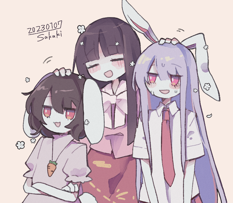 reisen udongein inaba, houraisan kaguya, and inaba tewi (touhou) drawn by cosmicmind