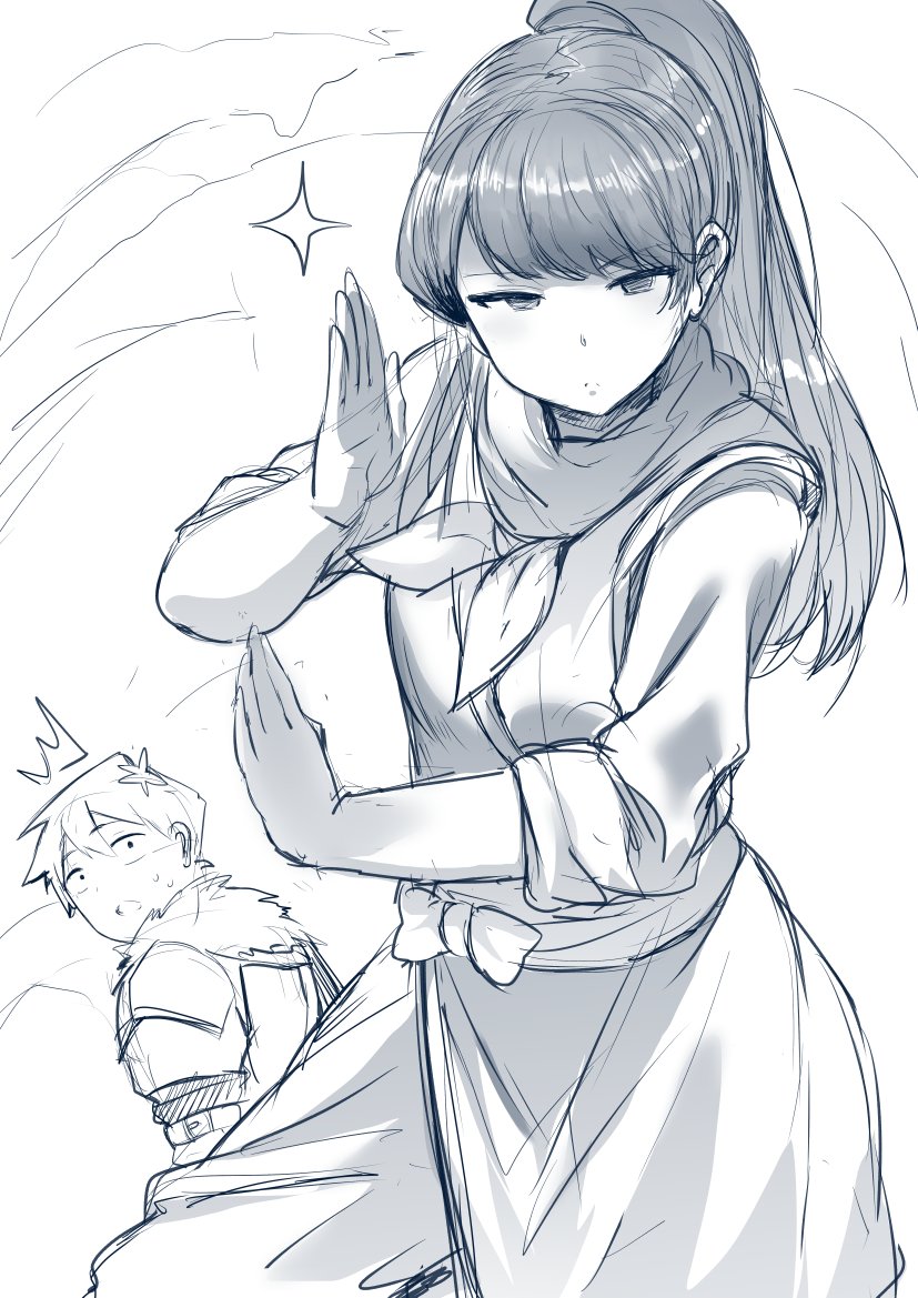 komi shouko, tadano hitohito, goblin slayer, and fighter (komi-san wa komyushou desu and 1 more) drawn by hews