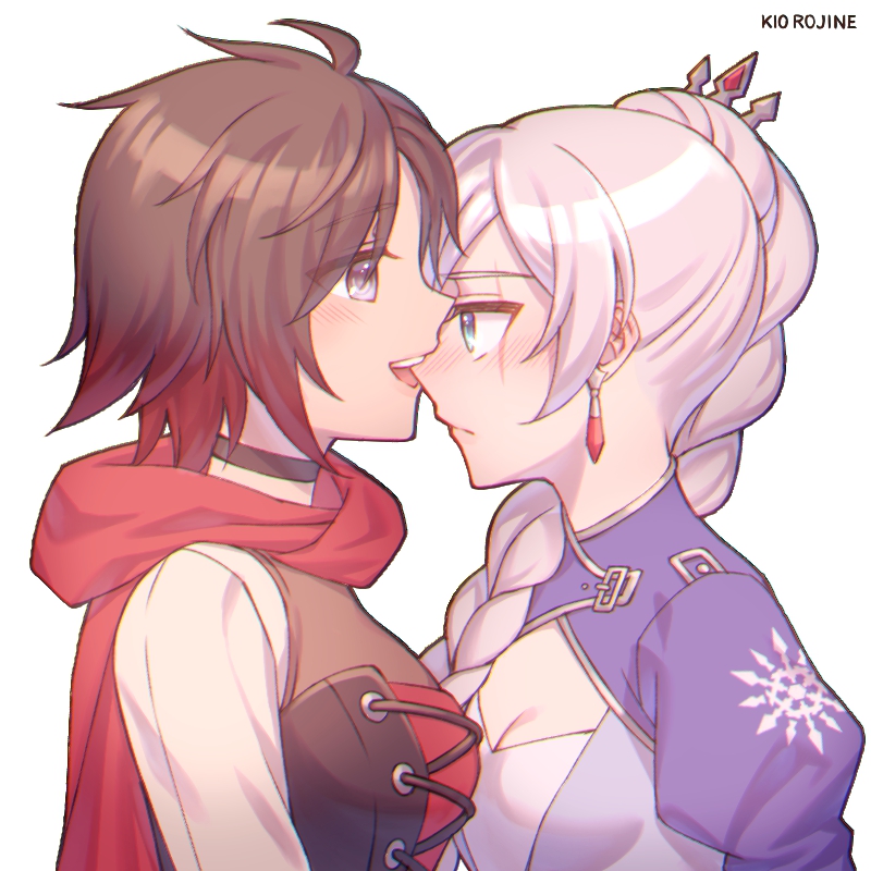 ruby rose and weiss schnee (rwby) drawn by kio_rojine