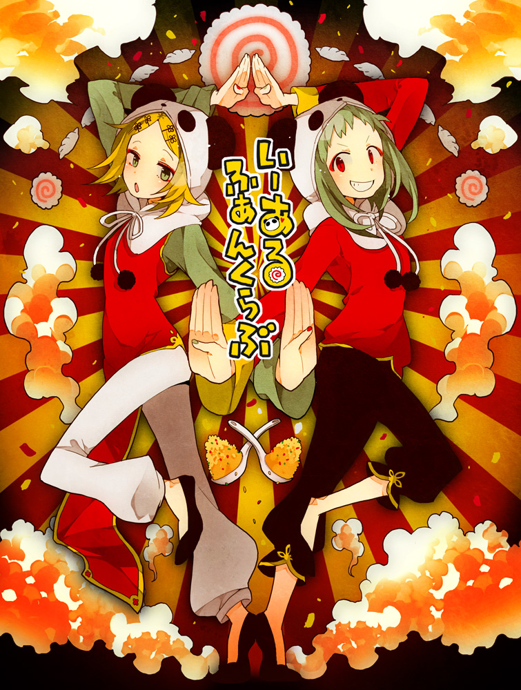 kagamine rin and gumi (vocaloid and 1 more) drawn by kashi-k
