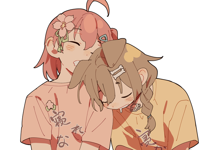 sakura miko and inugami korone (hololive) drawn by d.y.x.