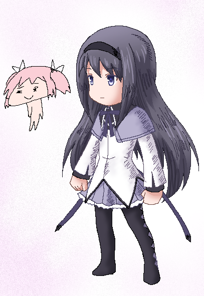 akemi homura and kaname madoka (final fantasy and 1 more) drawn by hayashiya_zankurou
