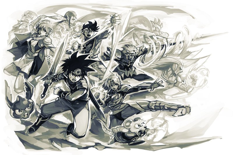 maam, princess leona, dai, hyunkel, pop, and 6 more (dragon quest and 1 more) drawn by hungry_clicker