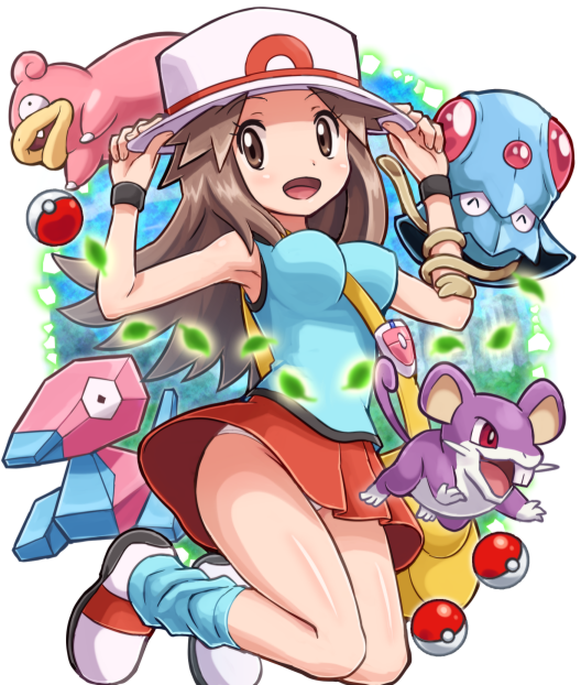 leaf, slowpoke, rattata, porygon, and tentacool (pokemon and 1 more) drawn by pokemoa