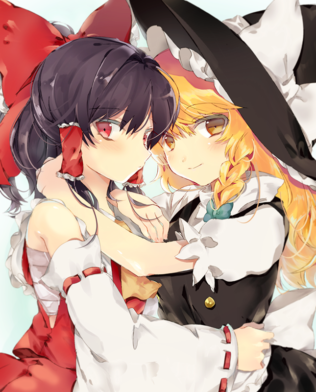 hakurei reimu and kirisame marisa (touhou) drawn by melocoton