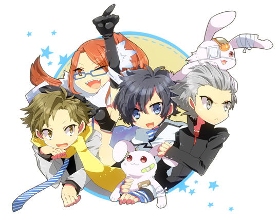 protagonist, kujou hinako, shijima daichi, and keita wakui (devil survivor and 1 more) drawn by shooting428star