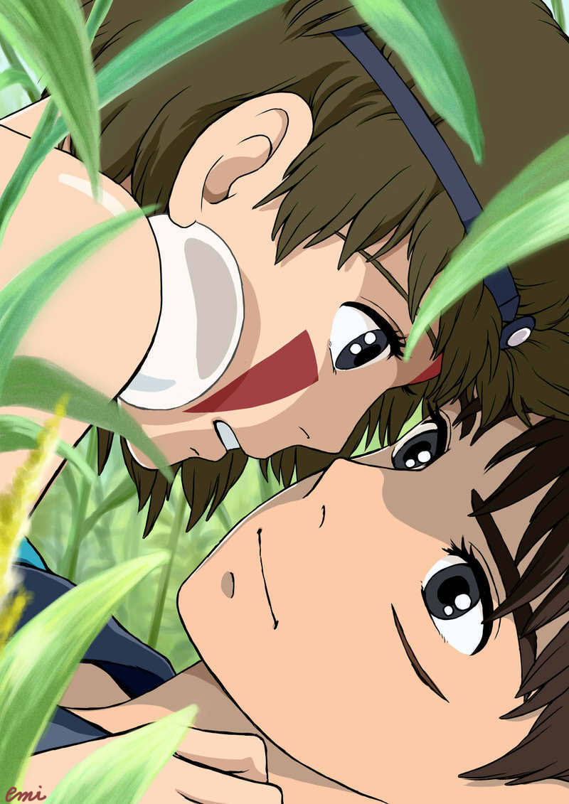 san and ashitaka (studio ghibli and 1 more) drawn by emi_(green_wave)