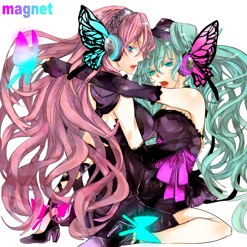 hatsune miku and megurine luka (vocaloid and 1 more) drawn by hakuk