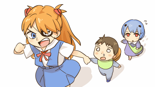 souryuu asuka langley, ayanami rei, and ikari shinji (neon genesis evangelion and 2 more) drawn by amado_(shin)