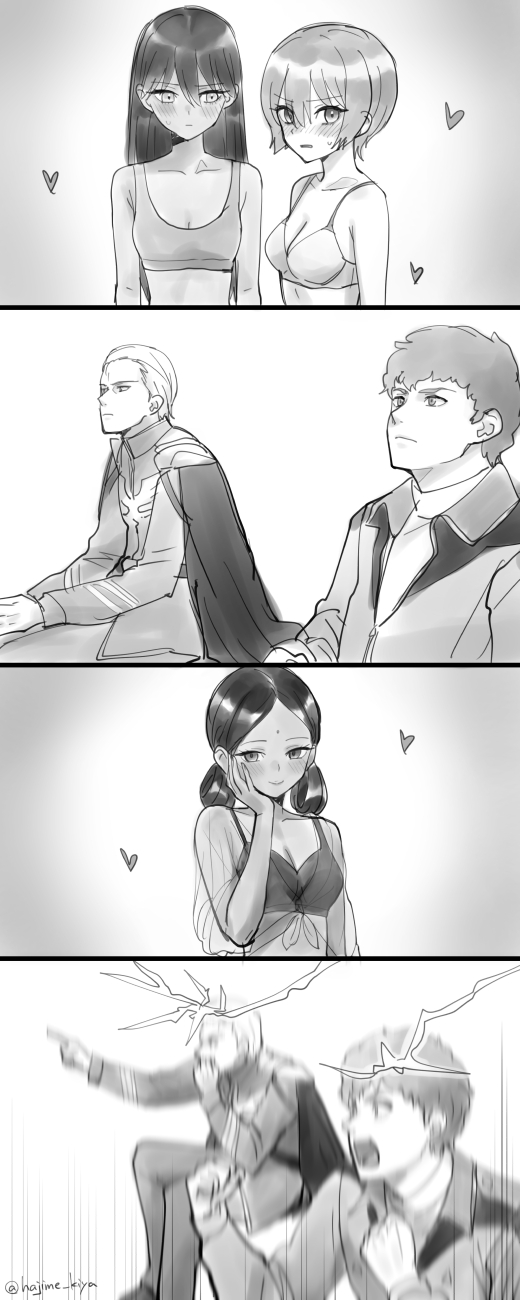 amate yuzuriha, char aznable, nyaan, amuro ray, and lalah sune (gundam and 2 more) drawn by kiya_hajime