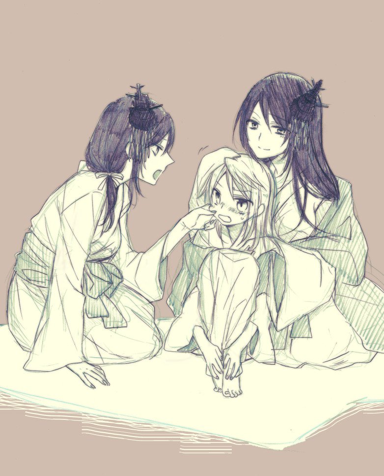 yamashiro, fusou, and michishio (kantai collection) drawn by sasa_(sasarasido)