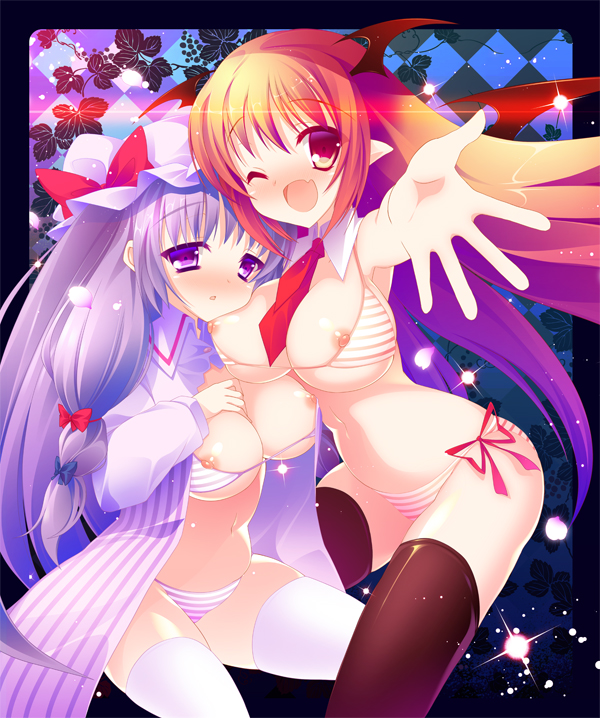 patchouli knowledge and koakuma (touhou) drawn by goriyaku