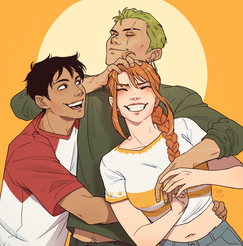 nami, monkey d. luffy, and roronoa zoro (one piece) drawn by bumbleboa