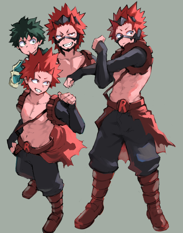 midoriya izuku and kirishima eijiro (boku no hero academia) drawn by zonozonotk