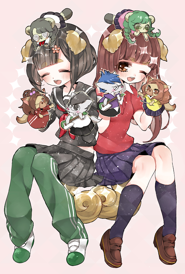 kittun, hakkun, shibarin, and pokoe (show by rock!!) drawn by mamaloni