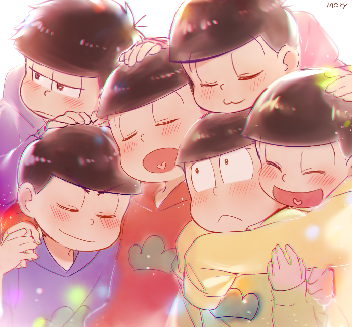 matsuno osomatsu, matsuno karamatsu, matsuno ichimatsu, matsuno jyushimatsu, matsuno choromatsu, and 1 more (osomatsu and 1 more) drawn by mery_(yangmalgage)