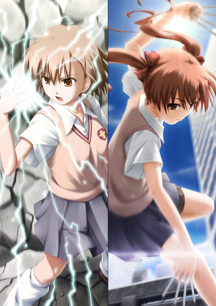 misaka mikoto and shirai kuroko (toaru majutsu no index and 1 more) drawn by ogata
