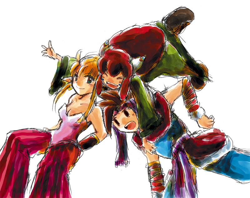 primm, popoi, and randi (seiken densetsu and 1 more) drawn by gomaco_(gmco)