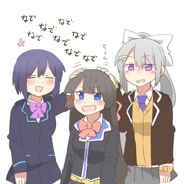 tsukino mito, higuchi kaede, and shizuka rin (nijisanji) drawn by rebecca_(keinelove)