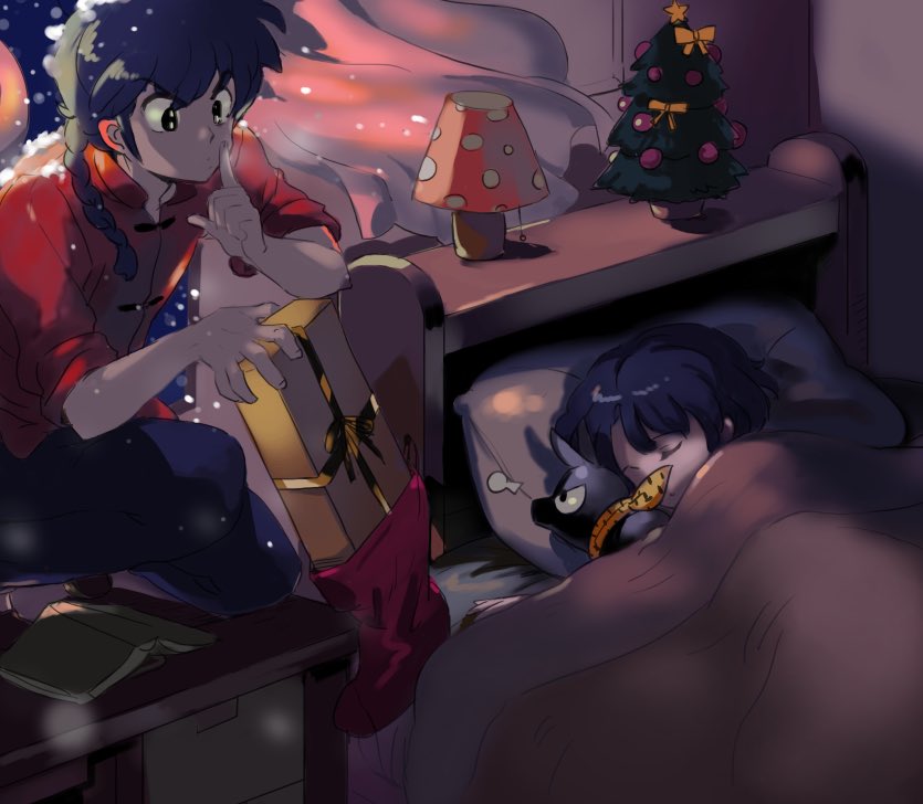 tendou akane, saotome ranma, and p-chan (ranma 1/2) drawn by ranmaranma00