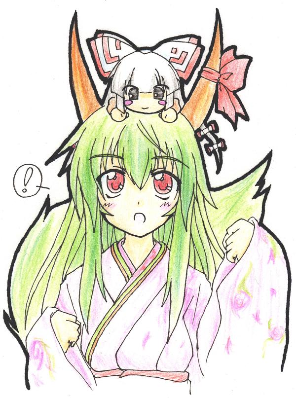 fujiwara no mokou, kamishirasawa keine, and ex-keine (touhou) drawn by eku