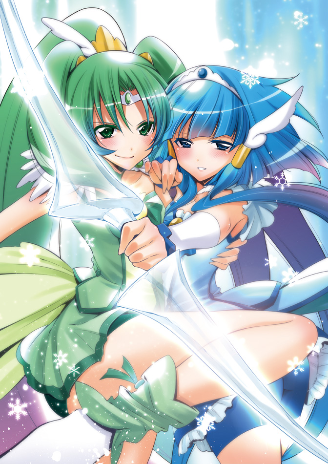 midorikawa nao, aoki reika, cure beauty, and cure march (precure and 1 more) drawn by takano_saku