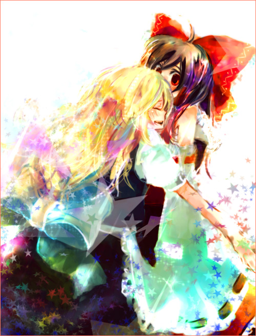 hakurei reimu and kirisame marisa (touhou) drawn by ohomo